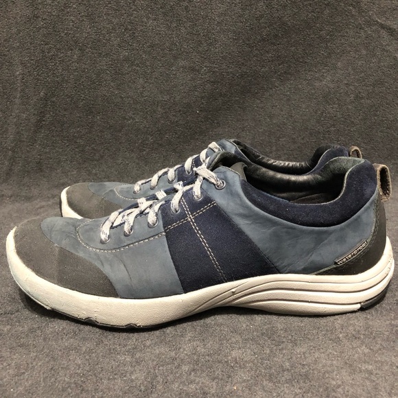 Clarks Wave Walk Shoes Womens 9.5 Blue Suede Leather Sneaker Lace Up Waterproof - Picture 3 of 12
